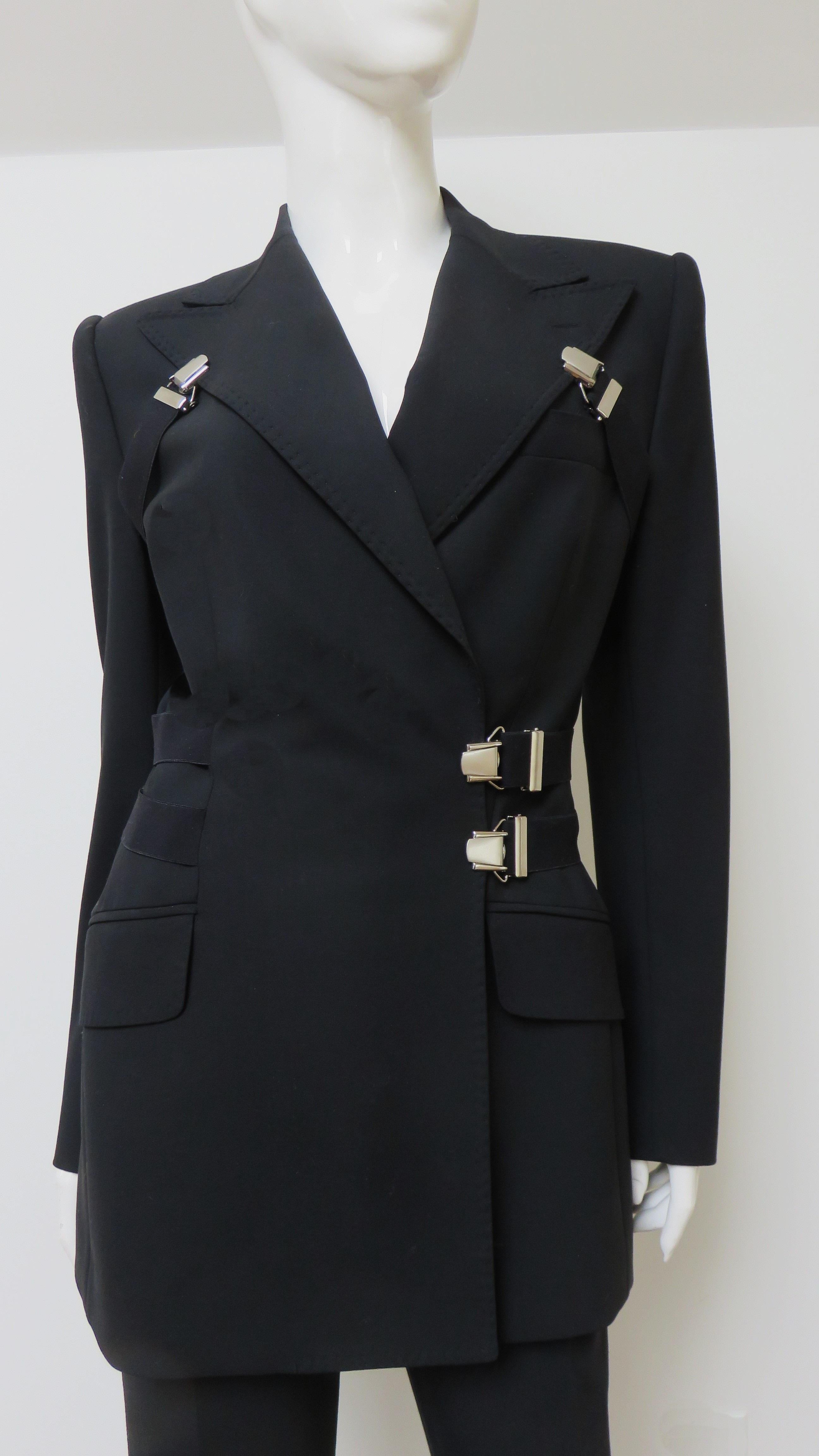 Dolce & Gabbana Pant Suit With Garter Jacket and Corset Pants 1990s Negro en venta