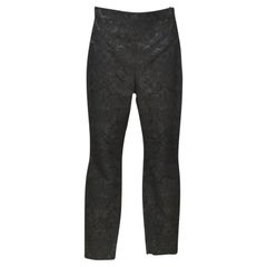 DOLCE & GABBANA Pants Pant Black Brocade Floral Skinny Leg Zipper Sz 46