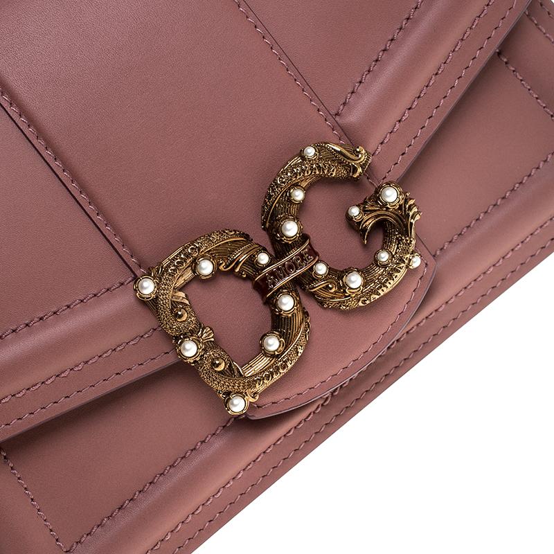 Dolce & Gabbana Pastel Pink Leather DG Amore Chain Shoulder Bag 2