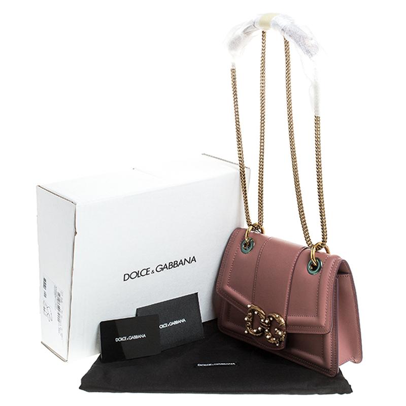 Dolce & Gabbana Pastel Pink Leather DG Amore Chain Shoulder Bag 3
