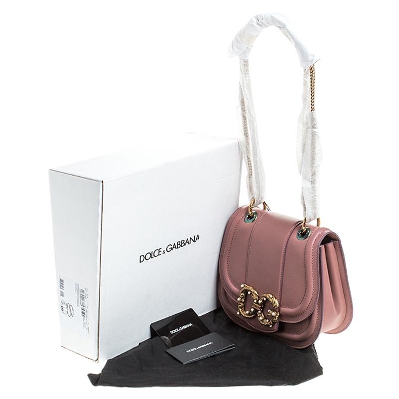 Dolce & Gabbana Pastel Pink Leather Small Amore Crossbody Bag 5