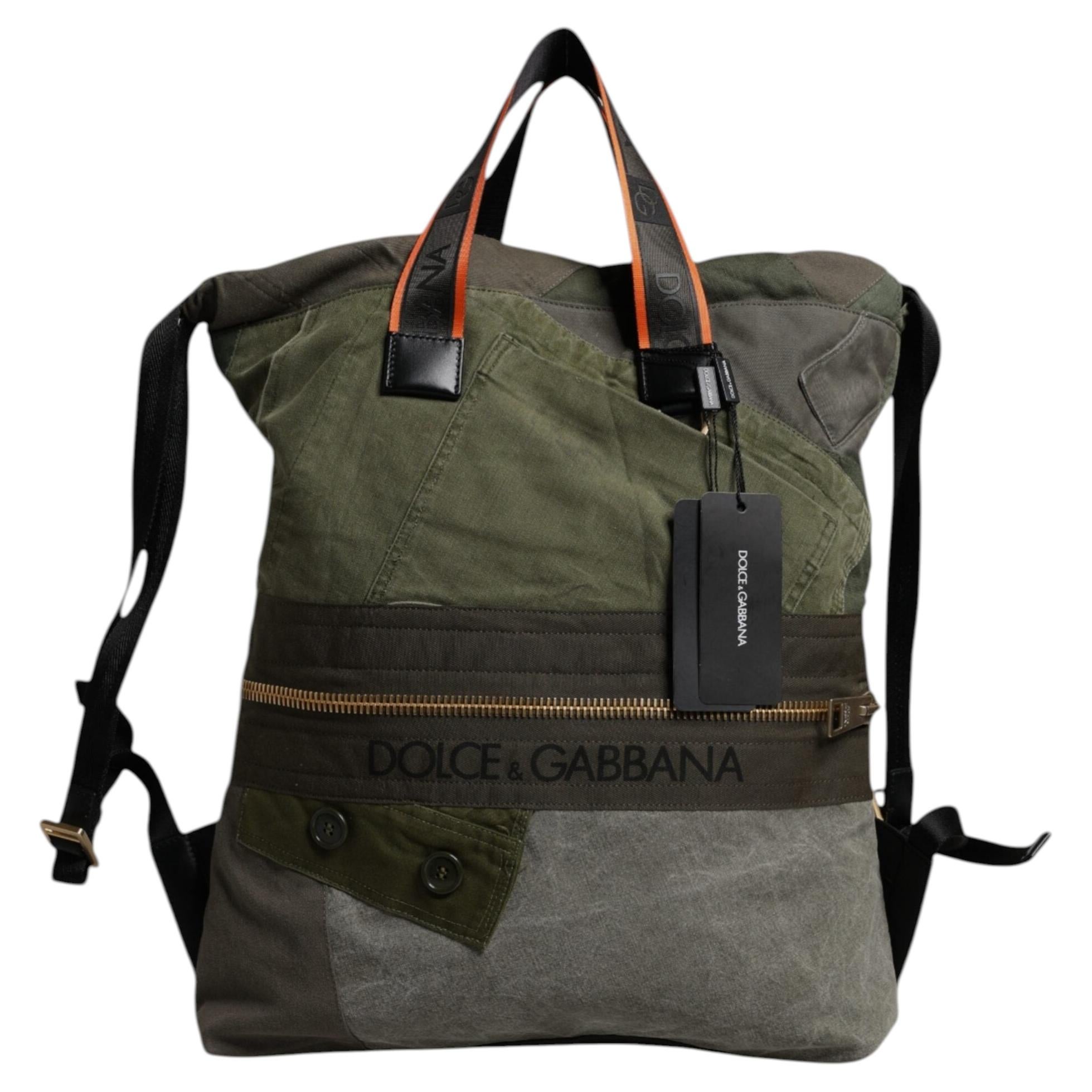 Dolce & Gabbana Patchwork Canvas Backpack — Green For Sale