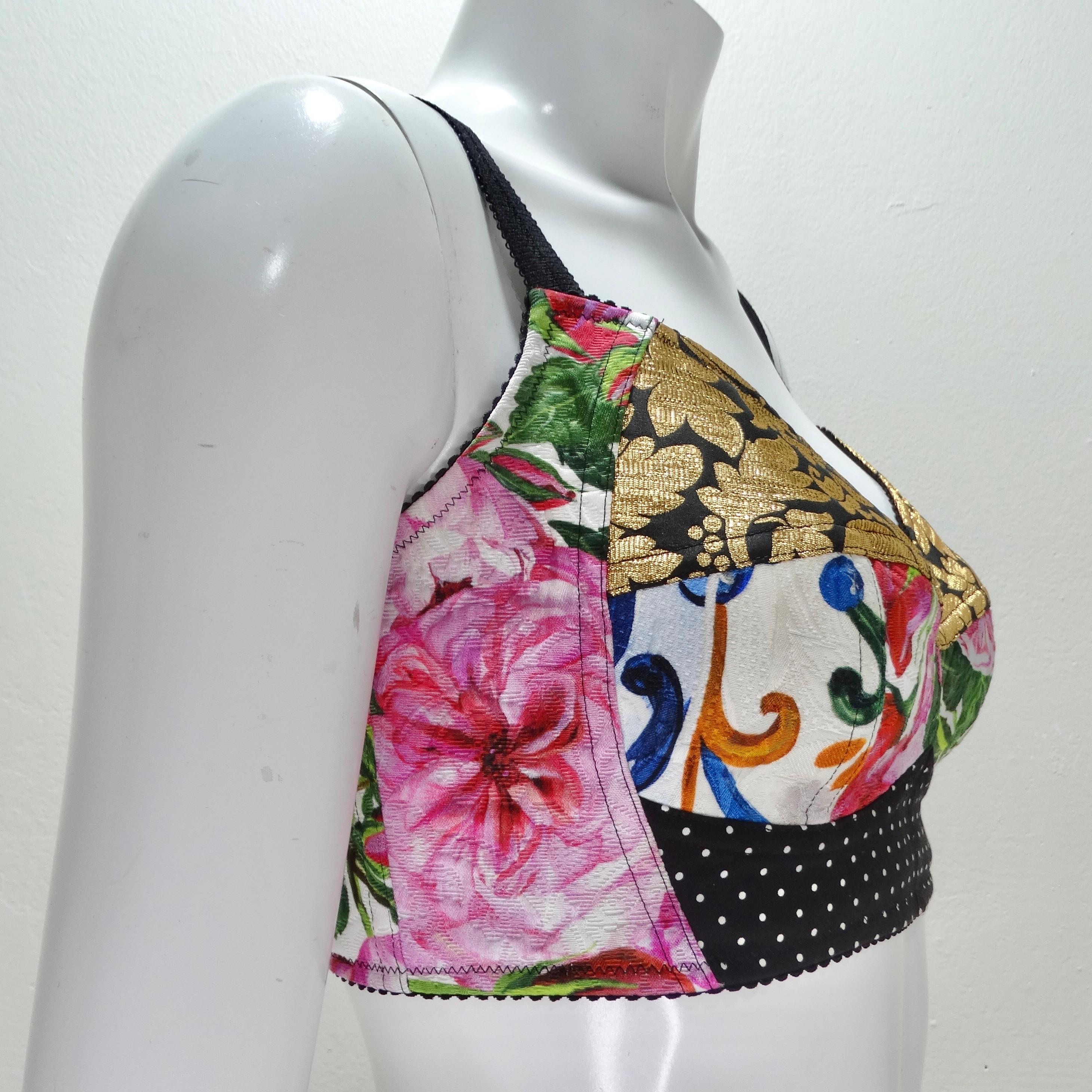 Dolce & Gabbana Patchwork Cropped Bustier In Excellent Condition In Scottsdale, AZ