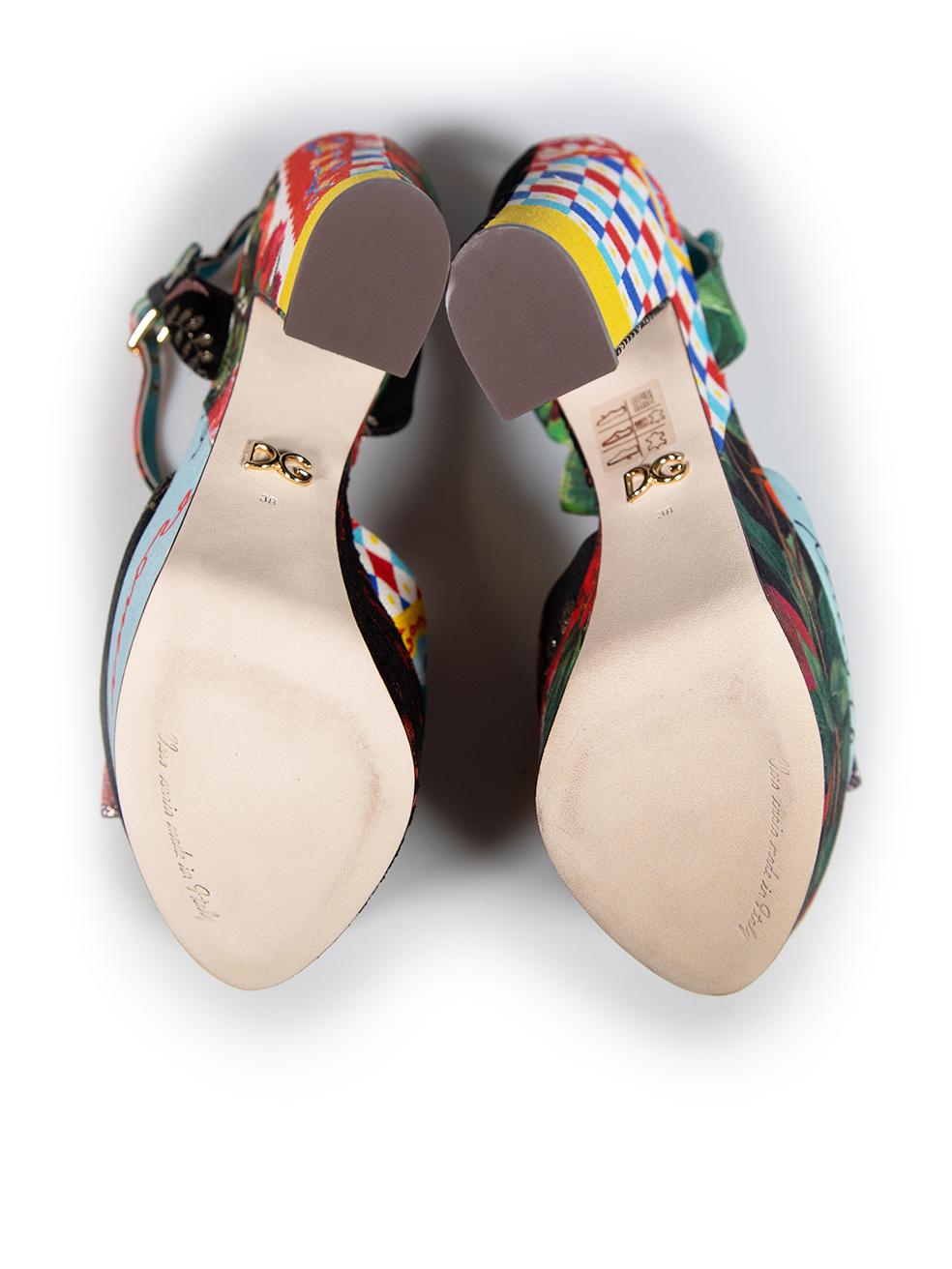 Women's Dolce & Gabbana Patchwork Floral Platform Sandals Size IT 38