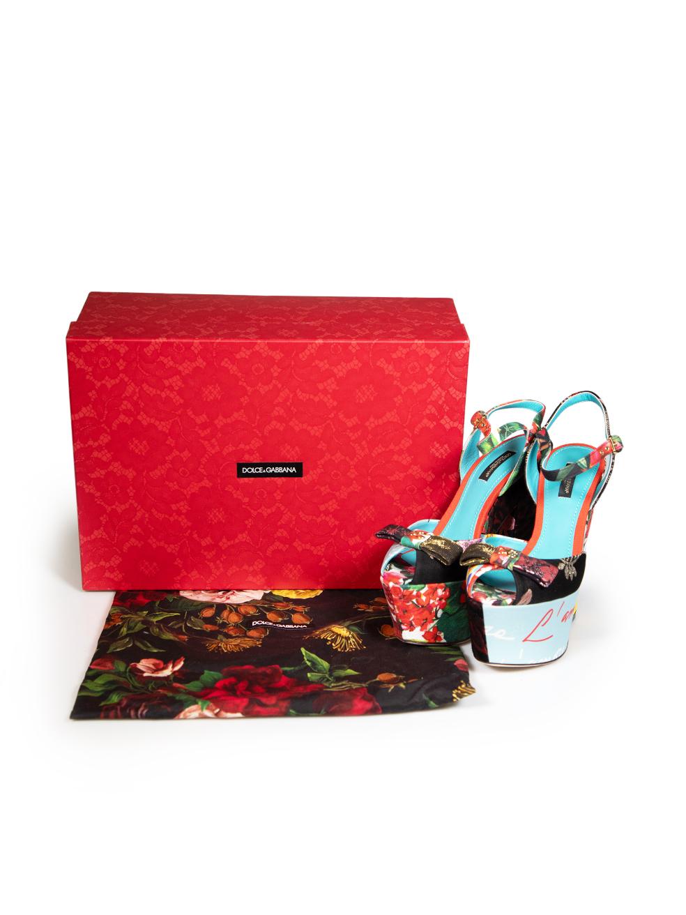 Dolce & Gabbana Patchwork Floral Platform Sandals Size IT 38 1