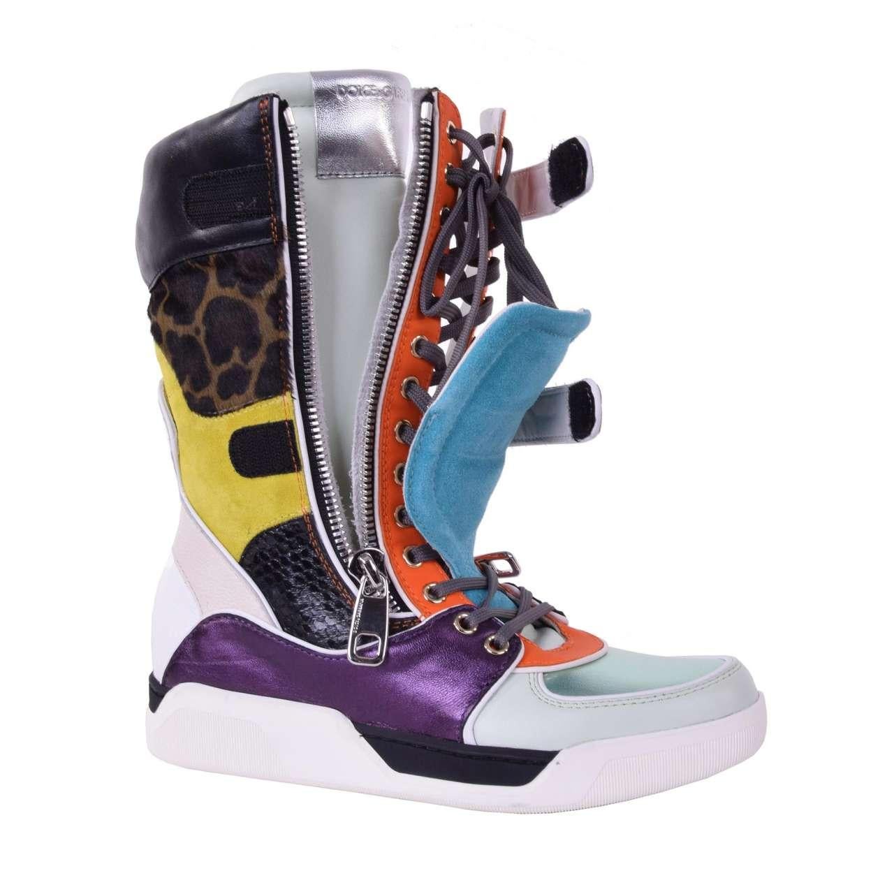 Women's Dolce & Gabbana - Patchwork High Sneaker Boots Black EUR 35 For Sale