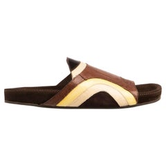 Dolce & Gabbana Patchwork Leather Sandals CIABATTA Brown Yellow EUR 40.5