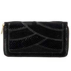 Dolce & Gabbana - Patchwork Snakeskin Suede Leather Zip-Around Wallet Black