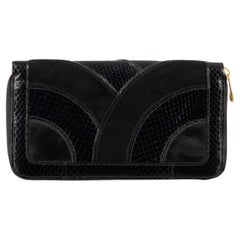 Dolce & Gabbana - Patchwork Snakeskin Suede Leather Zip-Around Wallet Black