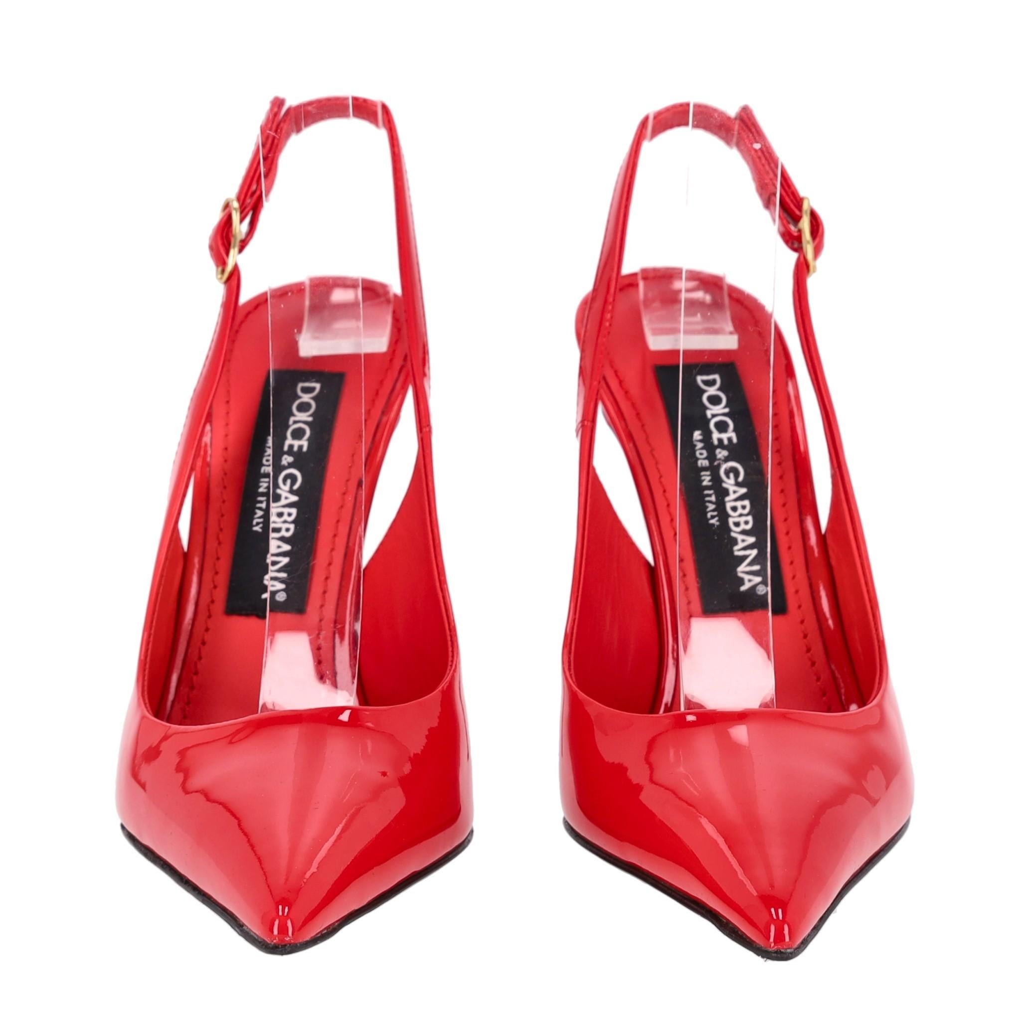 Red Dolce & Gabbana Patent Leather Slingback Heels For Sale