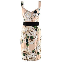Dolce & Gabbana Peach Floral Bustier Dress - Size US 6