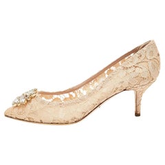 Dolce & Gabbana Pfirsich Spitze Bellucci Kristalle Pumps Größe 41