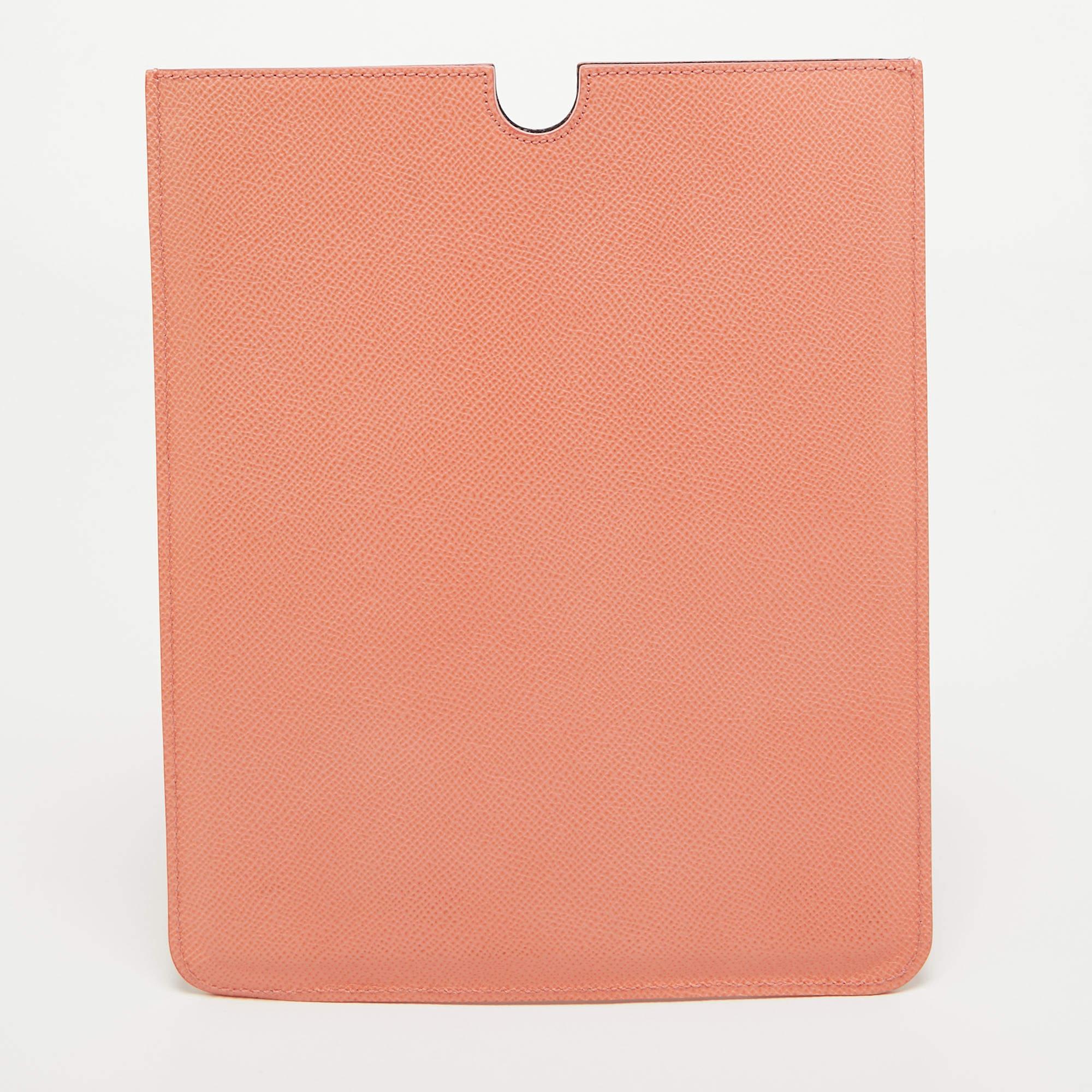 Dolce & Gabbana Peach Leather iPad Case In Good Condition For Sale In Dubai, Al Qouz 2