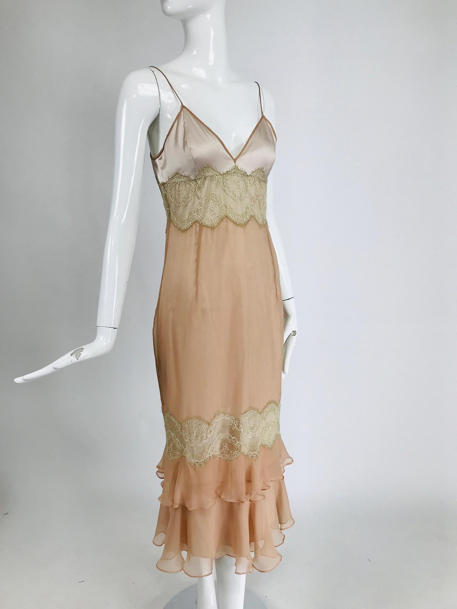 Dolce and Gabbana Peach and Pink Silk Chiffon Lace Lingerie Dress at ...