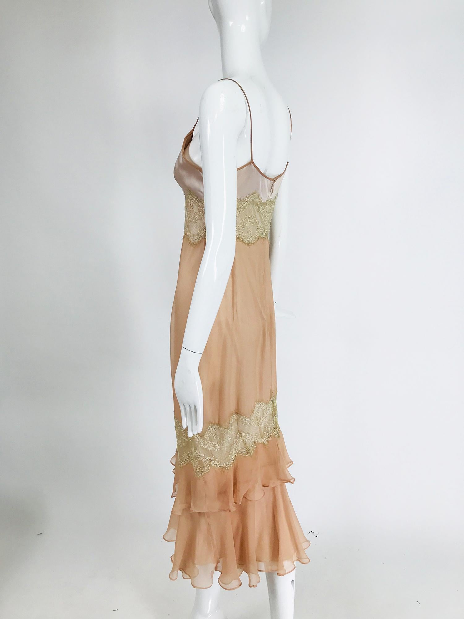 Dolce and Gabbana Peach and Pink Silk Chiffon Lace Lingerie Dress at ...