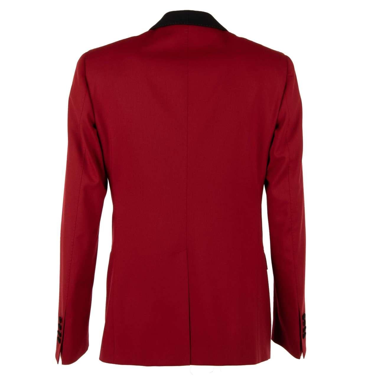 Dolce & Gabbana - Pearl Crown Logo Wool Blazer NAPOLI Red 48 38 M In Excellent Condition For Sale In Erkrath, DE