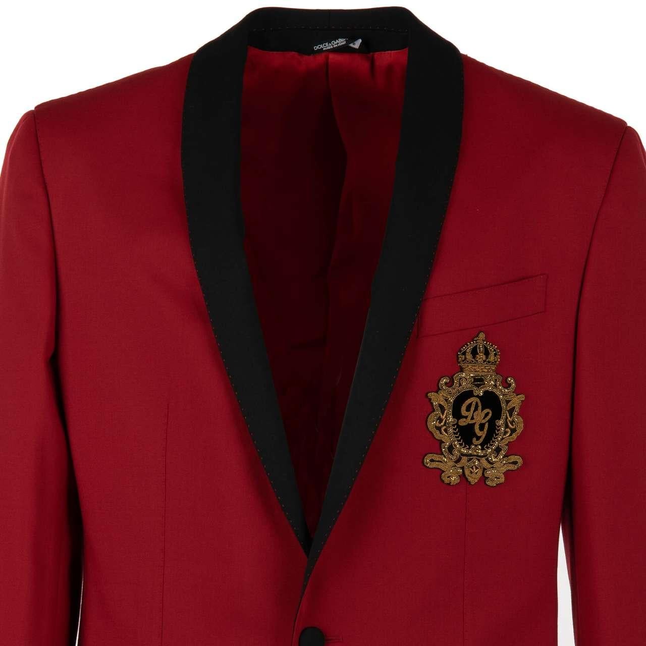 Men's Dolce & Gabbana - Pearl Crown Logo Wool Blazer NAPOLI Red 48 38 M For Sale