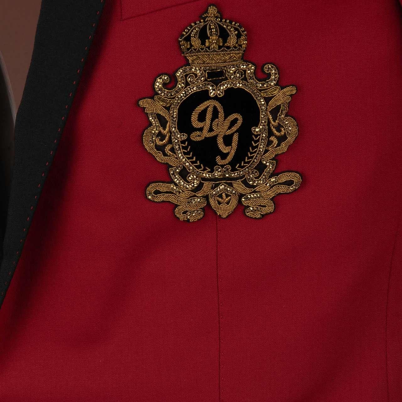 Dolce & Gabbana - Pearl Crown Logo Wool Blazer NAPOLI Red 48 38 M For Sale 1