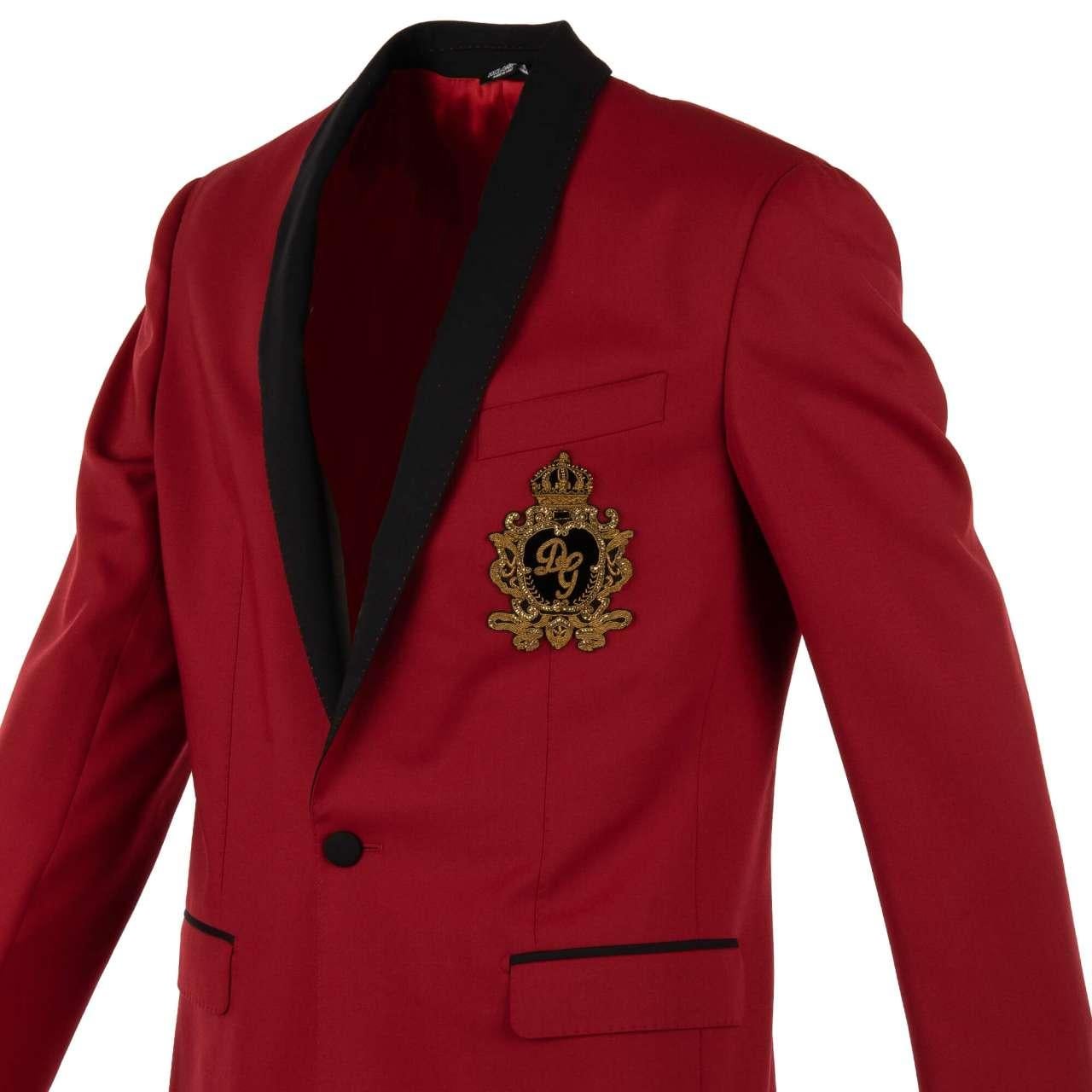 Dolce & Gabbana - Pearl Crown Logo Wool Blazer NAPOLI Red 48 38 M For Sale 2