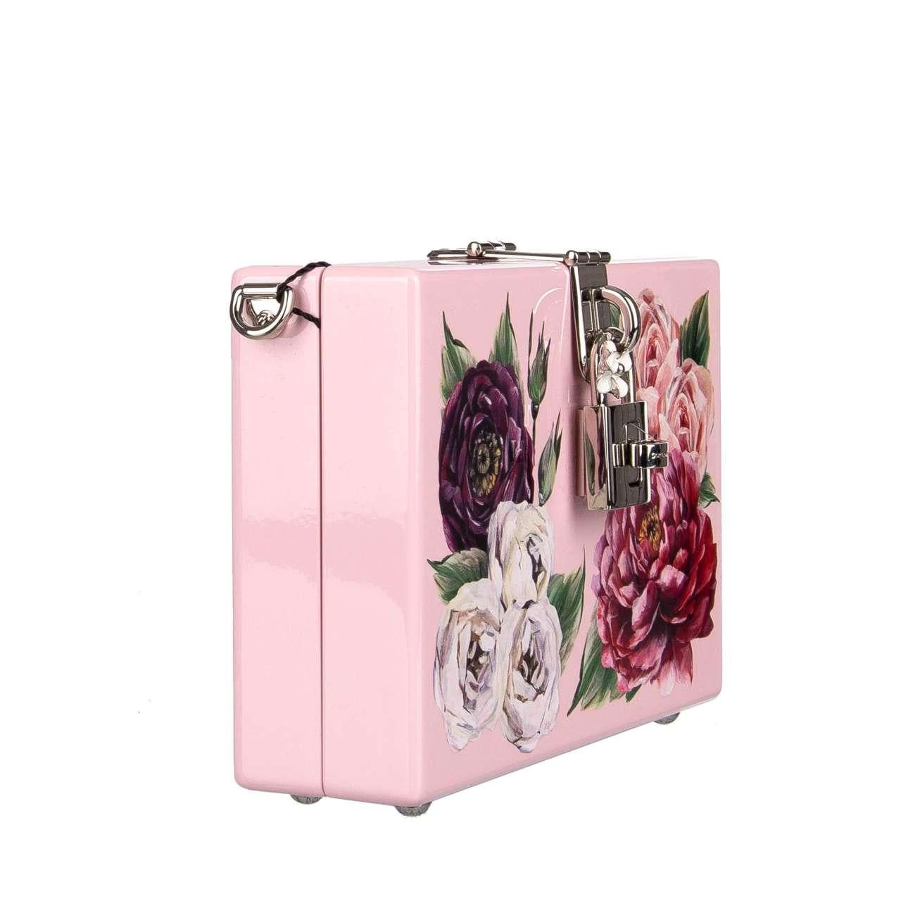 Dolce & Gabbana - Peony Printed DOLCE BOX Clutch Bag Pink In Excellent Condition In Erkrath, DE