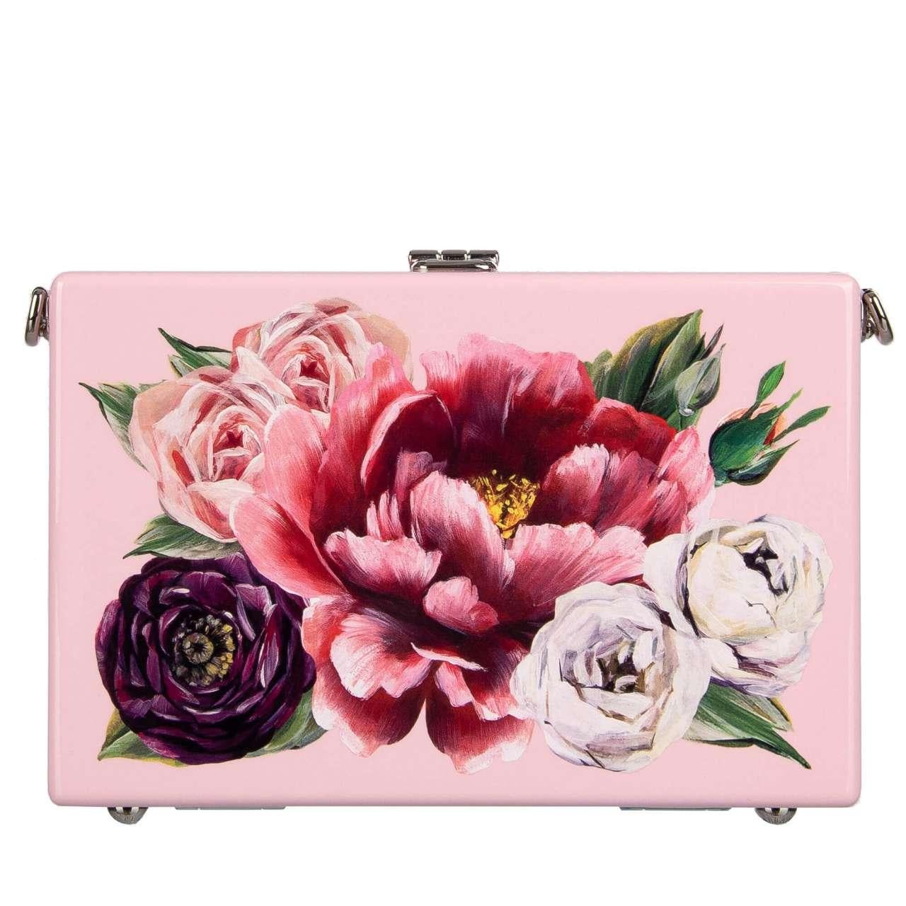 Women's Dolce & Gabbana - Peony Printed DOLCE BOX Clutch Bag Pink