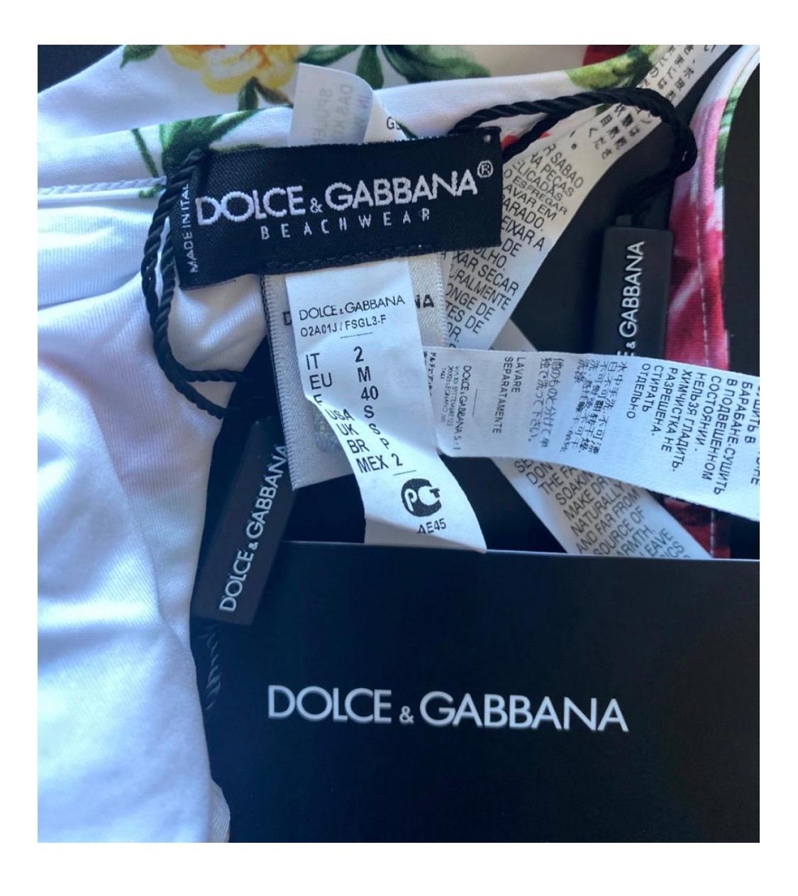 Dolce & Gabbana peony printed white multicolour bikini set swimwear  2