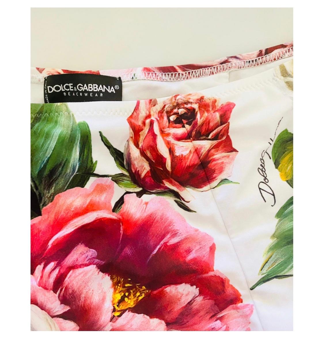 Women's Dolce & Gabbana peony rose print multicolour swimwear bikini bra and bottom For Sale