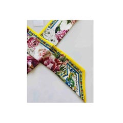 Dolce & Gabbana Peony Sicily Maiolica Silk Scarf Tie in Multicolour
