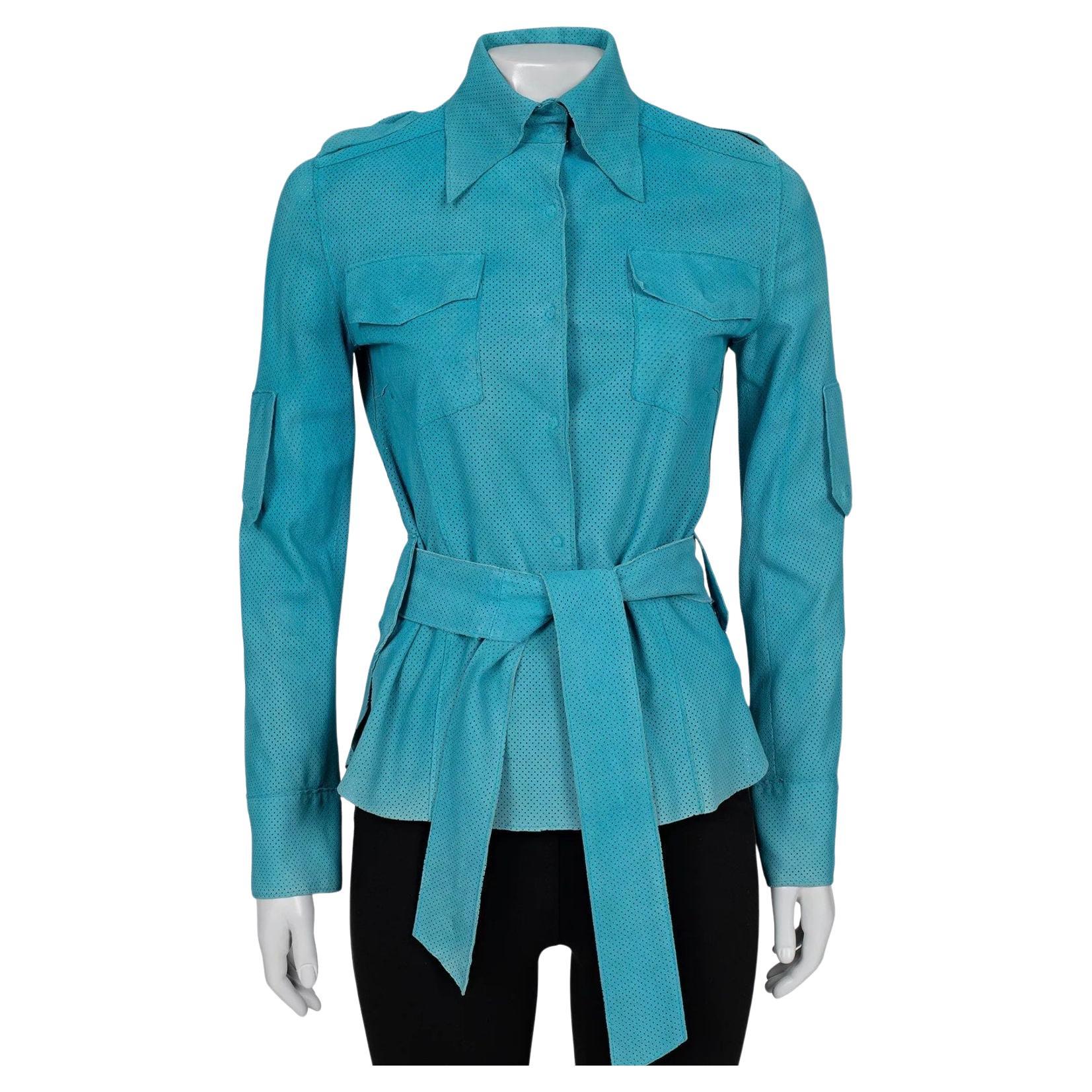 Dolce 
Gabbana - Camicia in pelle traforata Sz. M in vendita