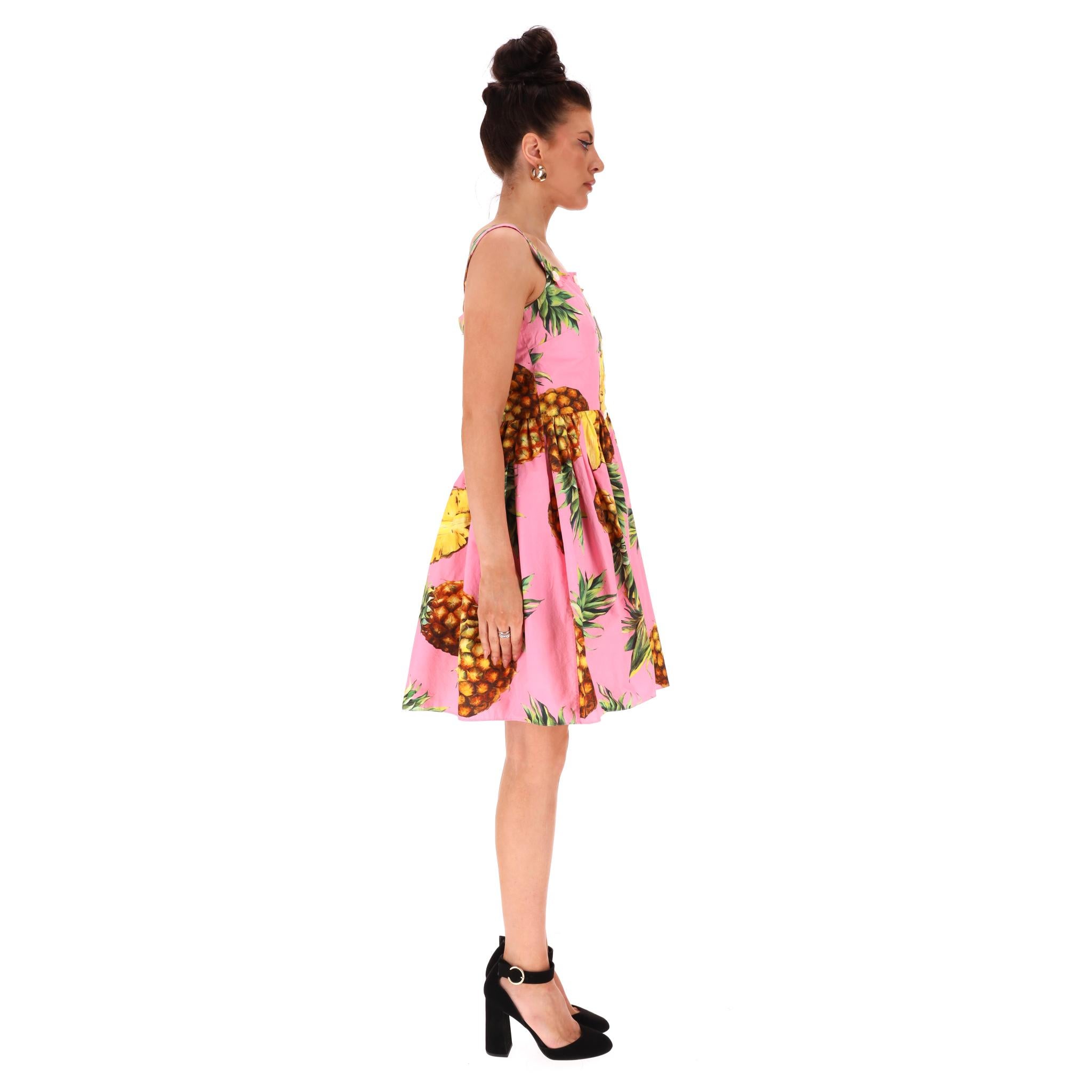 Dolce & Gabbana Kleid aus Baumwolle mit Ananasdruck (Pink) im Angebot