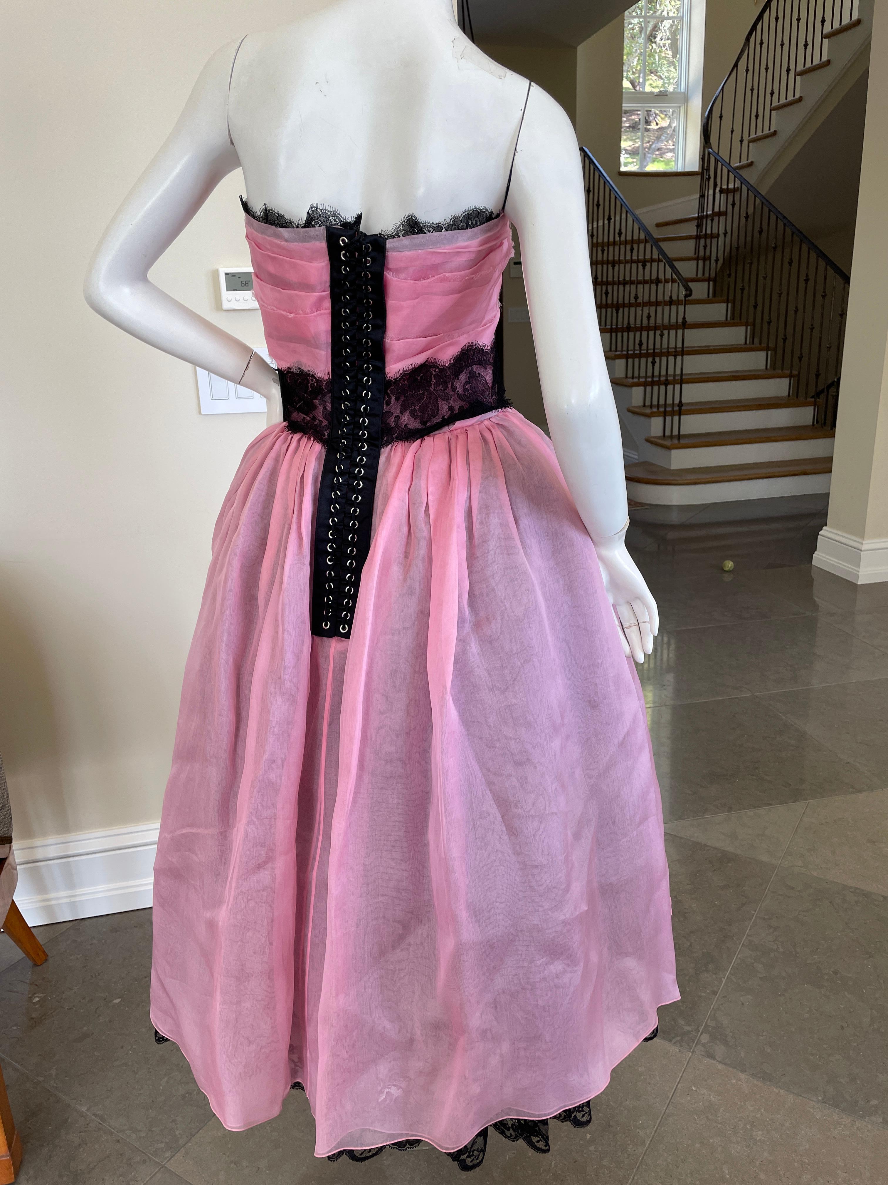 Dolce & Gabbana Pink 1950's Style Vintage Cocktail Dress w Corset Lacing Detail  For Sale 3