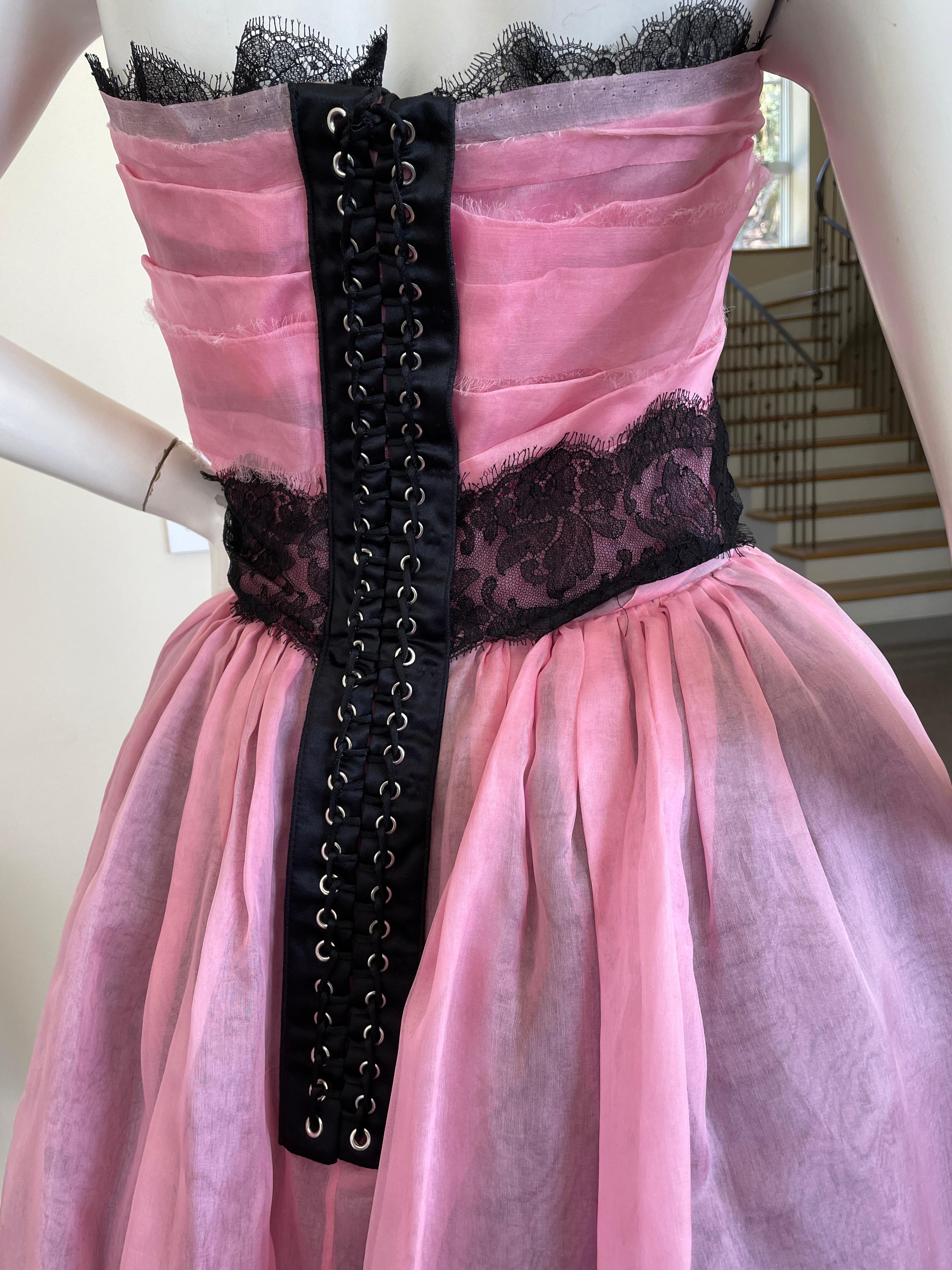 Dolce & Gabbana Pink 1950's Style Vintage Cocktail Dress w Corset Lacing Detail  For Sale 2