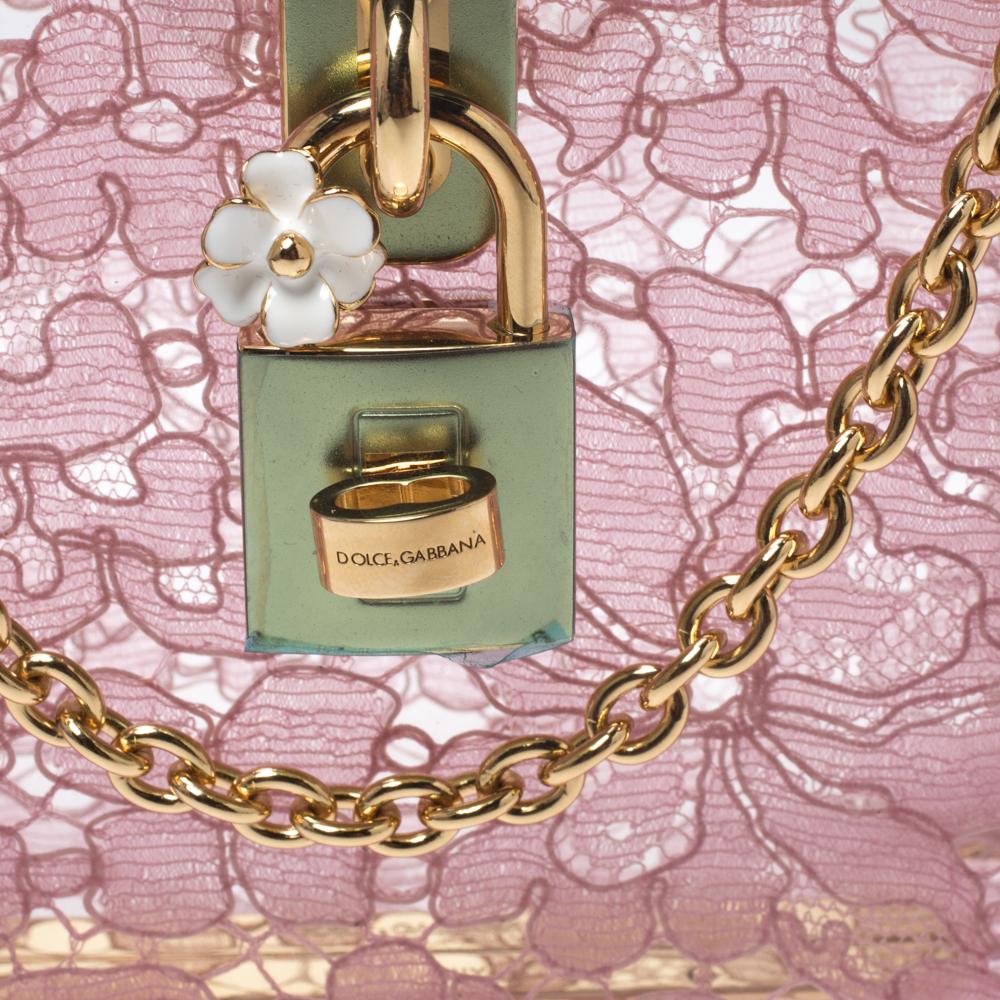 Dolce & Gabbana Pink Acrylic Lace Dolce Box Bag 2