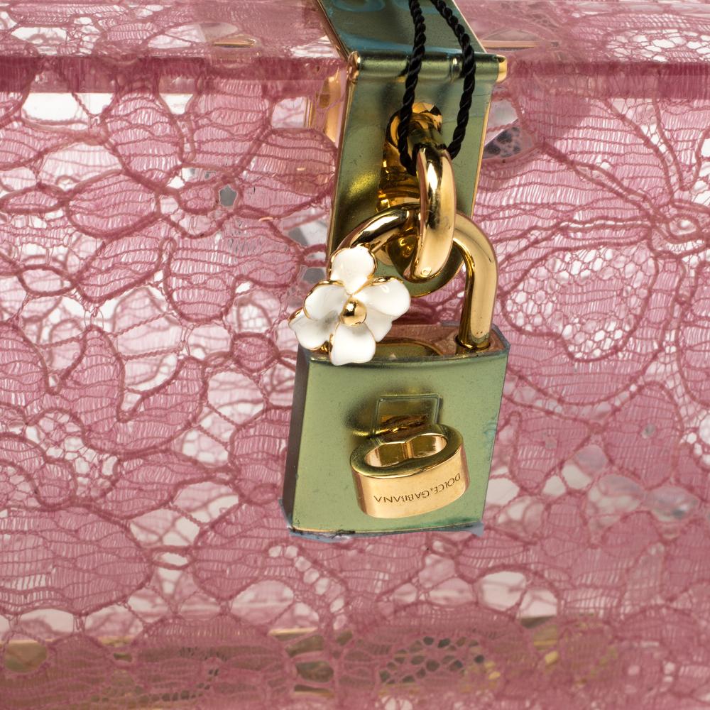 Dolce & Gabbana Pink Acrylic Lace Dolce Box Bag 3