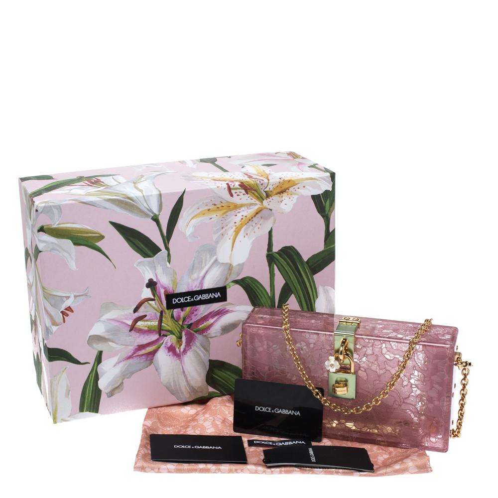 Dolce & Gabbana Pink Acrylic Lace Dolce Box Bag 5