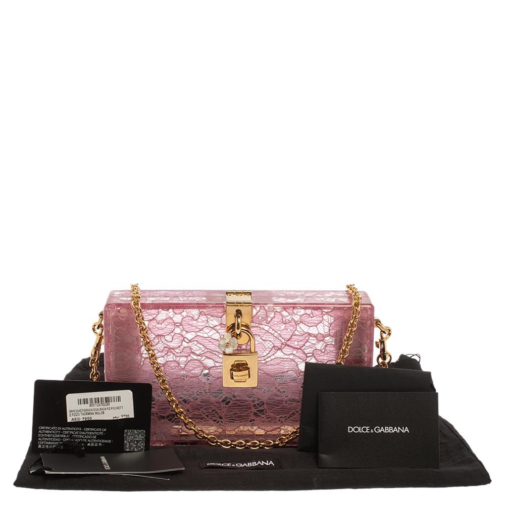 Dolce & Gabbana Pink Acrylic Lace Dolce Box Bag 8