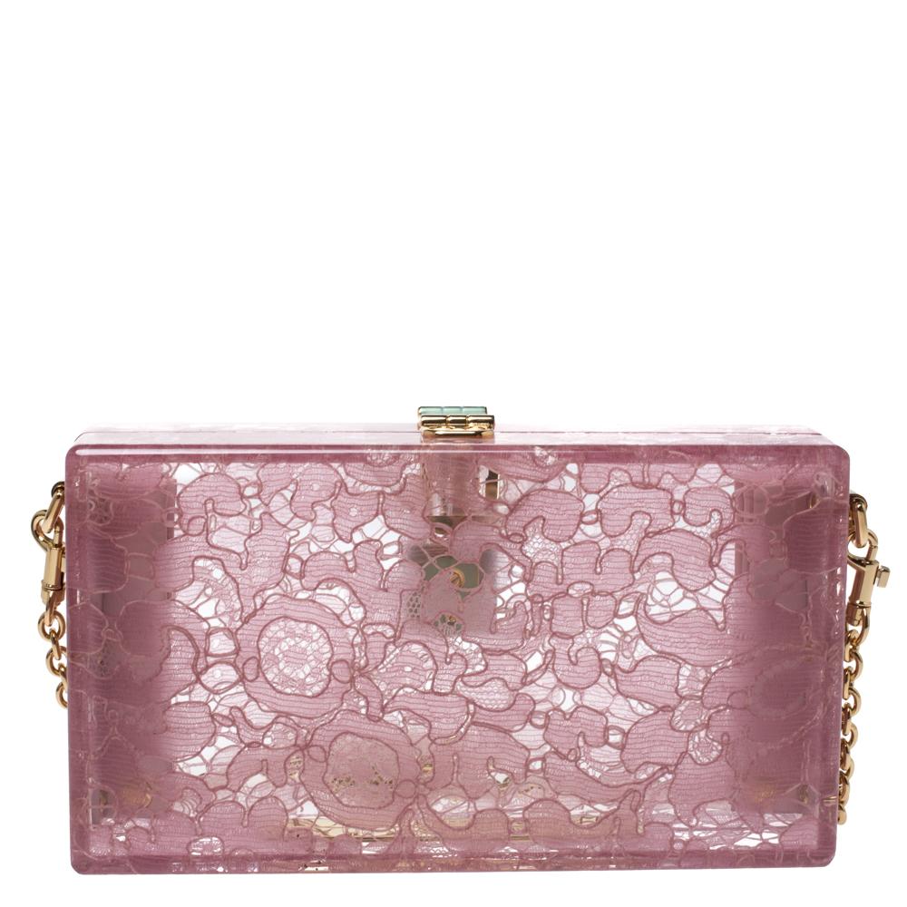 Dolce & Gabbana creates for the fashion-forward and pioneers of style. Their bags are coveted around the world for their unique designs. This box bag is no different. Crafted in Italy, it is made from quality acrylic and comes in a lovely shade of