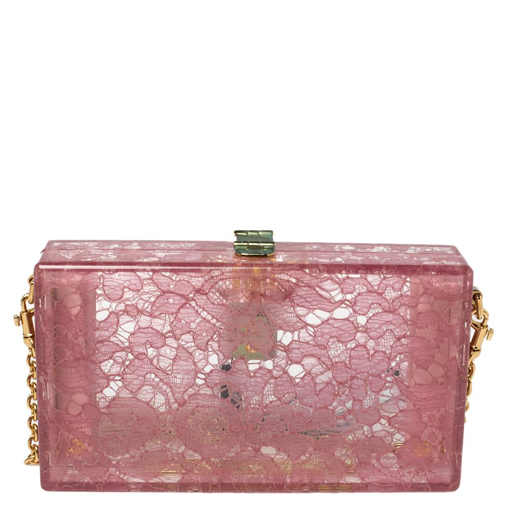 Dolce & Gabbana designs for the fashion-forward and pioneers of style. Their bags are coveted around the world for their unique designs. This Dolce box bag is no different. Made in Italy, it is made from quality acrylic and comes in a lovely shade