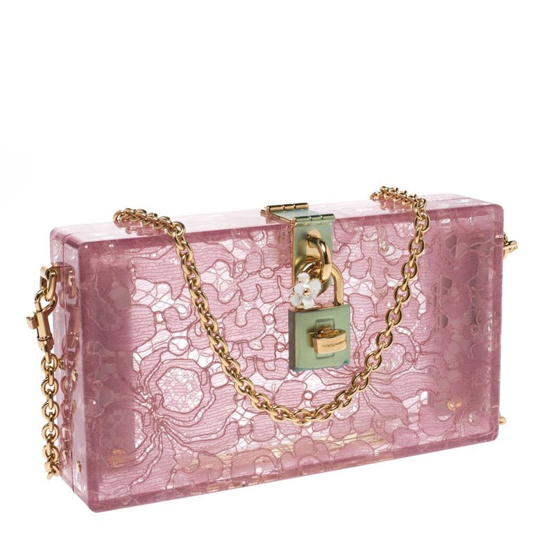 Dolce and Gabbana Pink Acrylic Lace Dolce Box Bag at 1stDibs