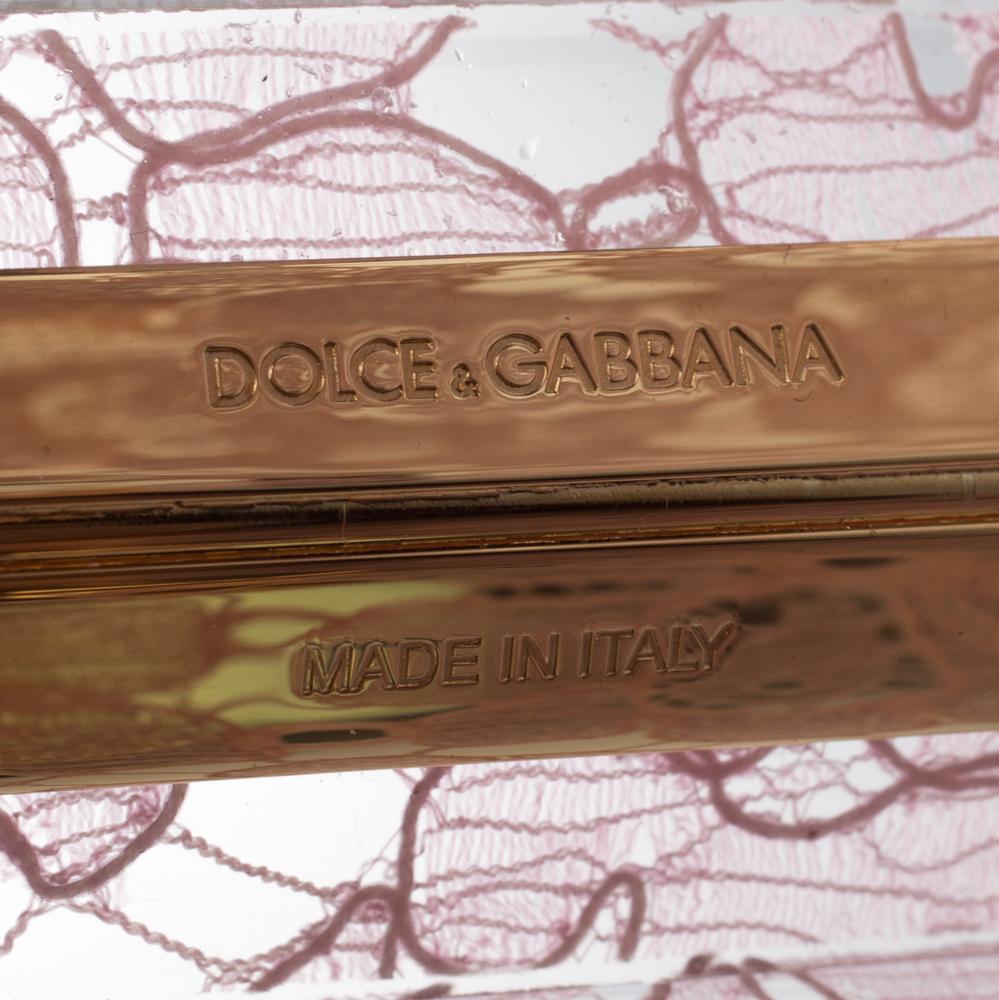 Brown Dolce & Gabbana Pink Acrylic Lace Dolce Box Bag