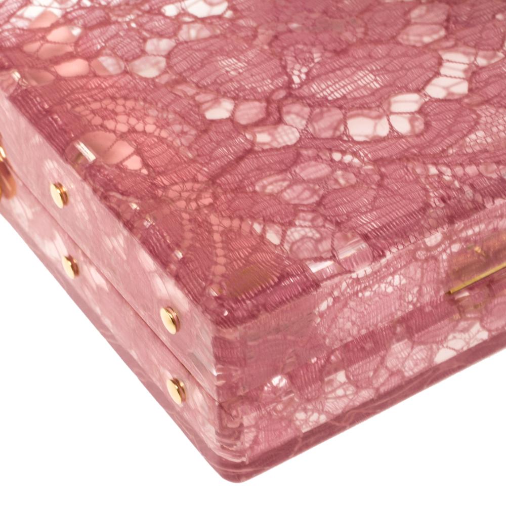 Dolce & Gabbana Pink Acrylic Lace Dolce Box Bag 1