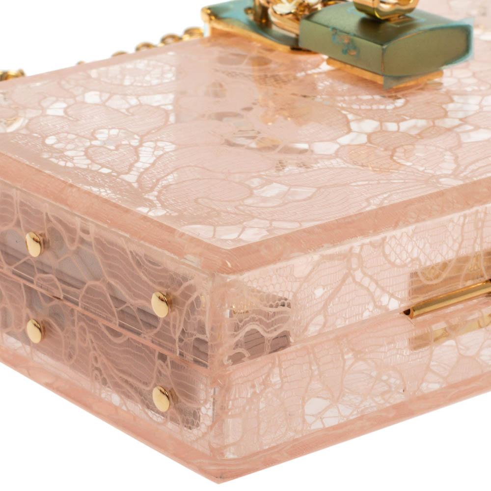 Dolce & Gabbana Pink Acrylic Lace Dolce Box Bag 2