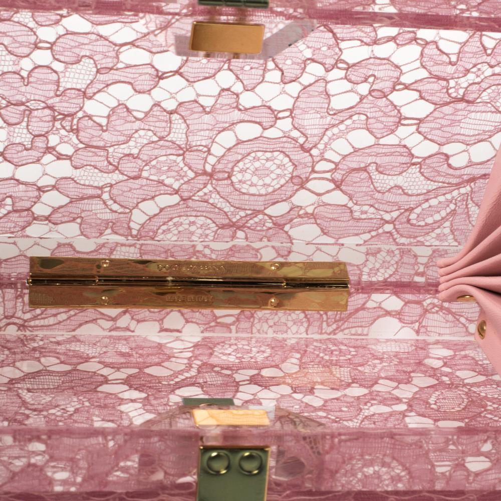 Dolce & Gabbana Pink Acrylic Lace Dolce Box Bag 3