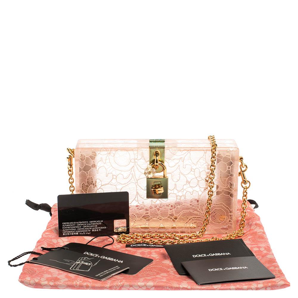 Dolce & Gabbana Pink Acrylic Lace Dolce Box Bag 4