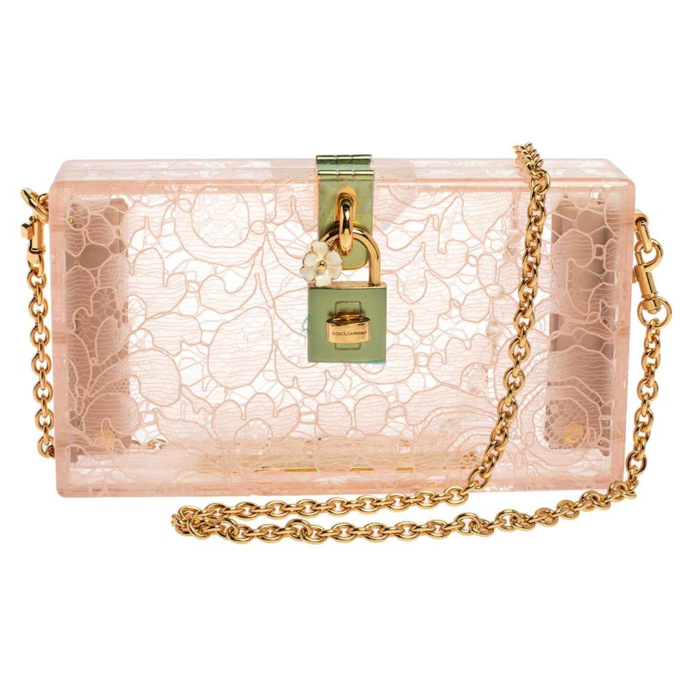 Dolce and Gabbana Pink Acrylic Lace Dolce Box Bag at 1stDibs
