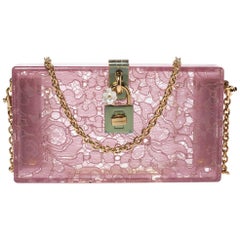 Dolce & Gabbana Pink Acrylic Lace Dolce Box Bag