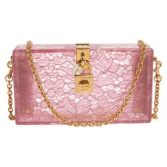 Dolce & Gabbana Pink Acrylic Lace Dolce Box Bag