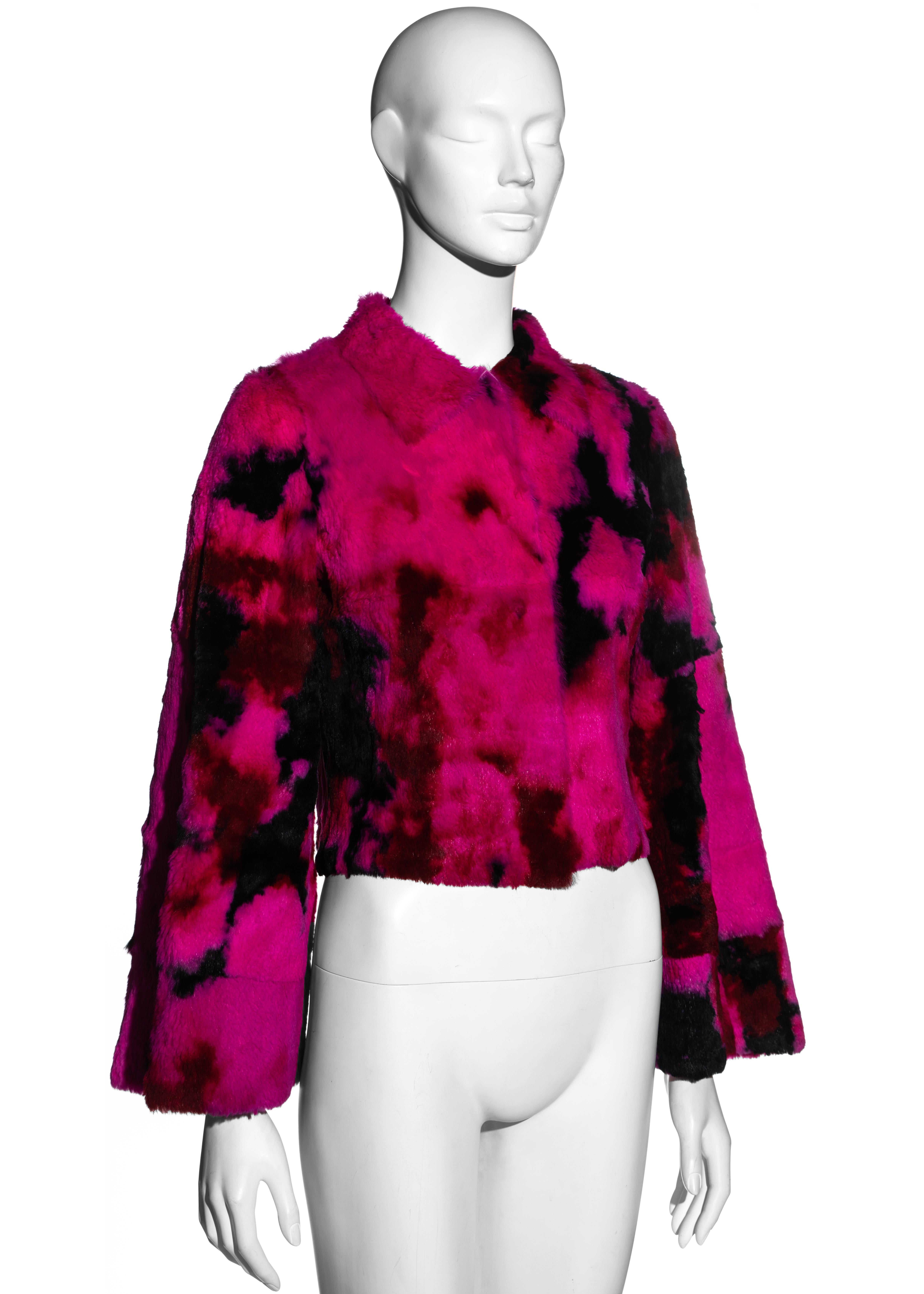 Women's Dolce & Gabbana pink and black tie-dyed fur jacket, fw 1999 For Sale