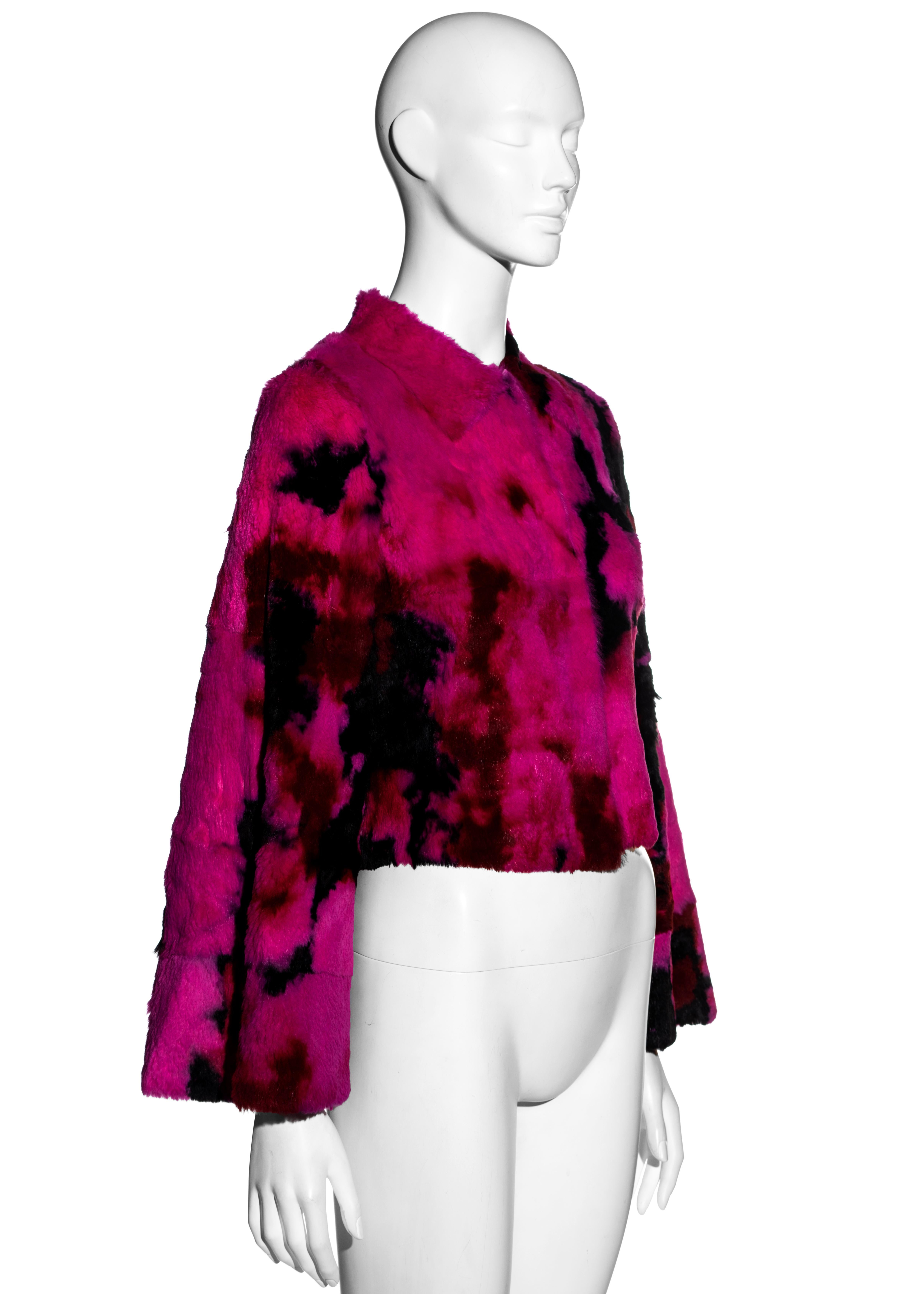 Dolce & Gabbana pink and black tie-dyed fur jacket, fw 1999 For Sale 1