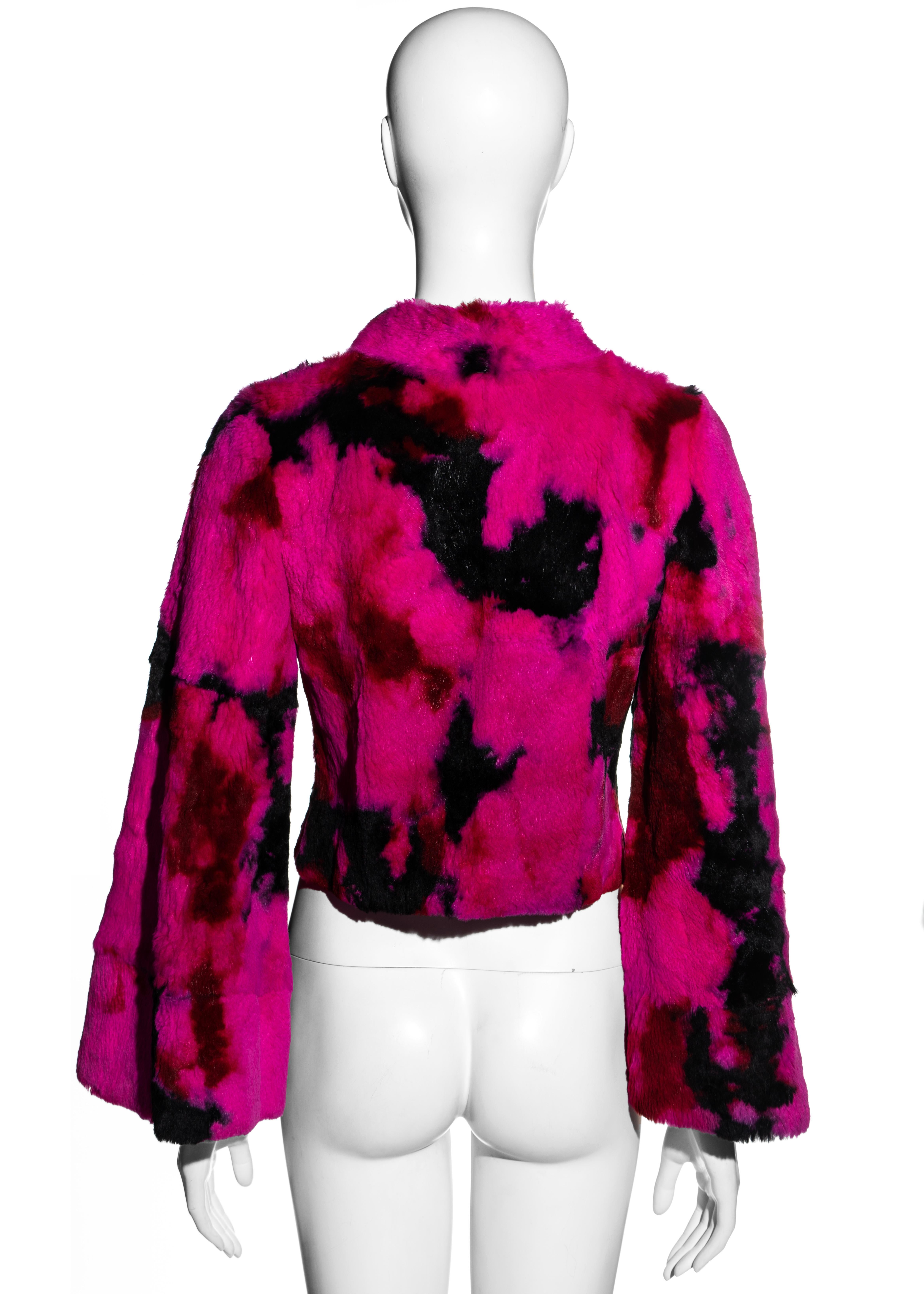 Dolce & Gabbana pink and black tie-dyed fur jacket, fw 1999 For Sale 2
